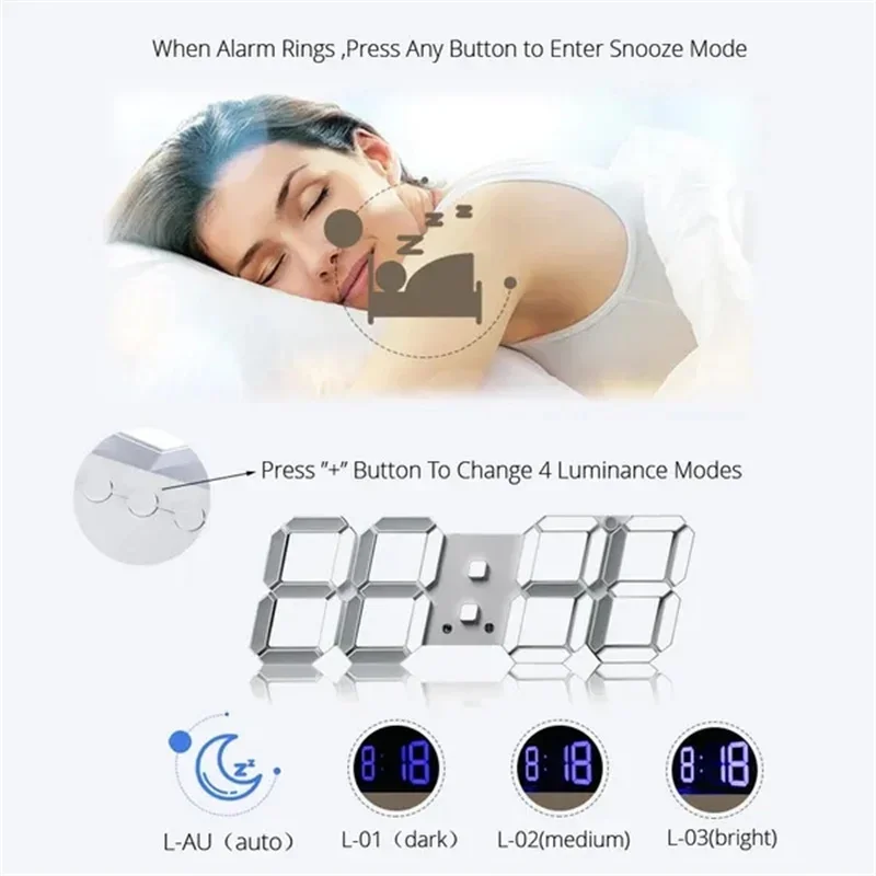 Lighting Home Decor Wall Clocks - Reloj de pared Digital 3D para