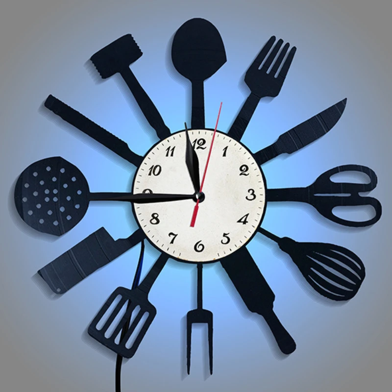 Lighting Home Decor Wall Clocks - Vajilla decorativa de cocina, reloj de