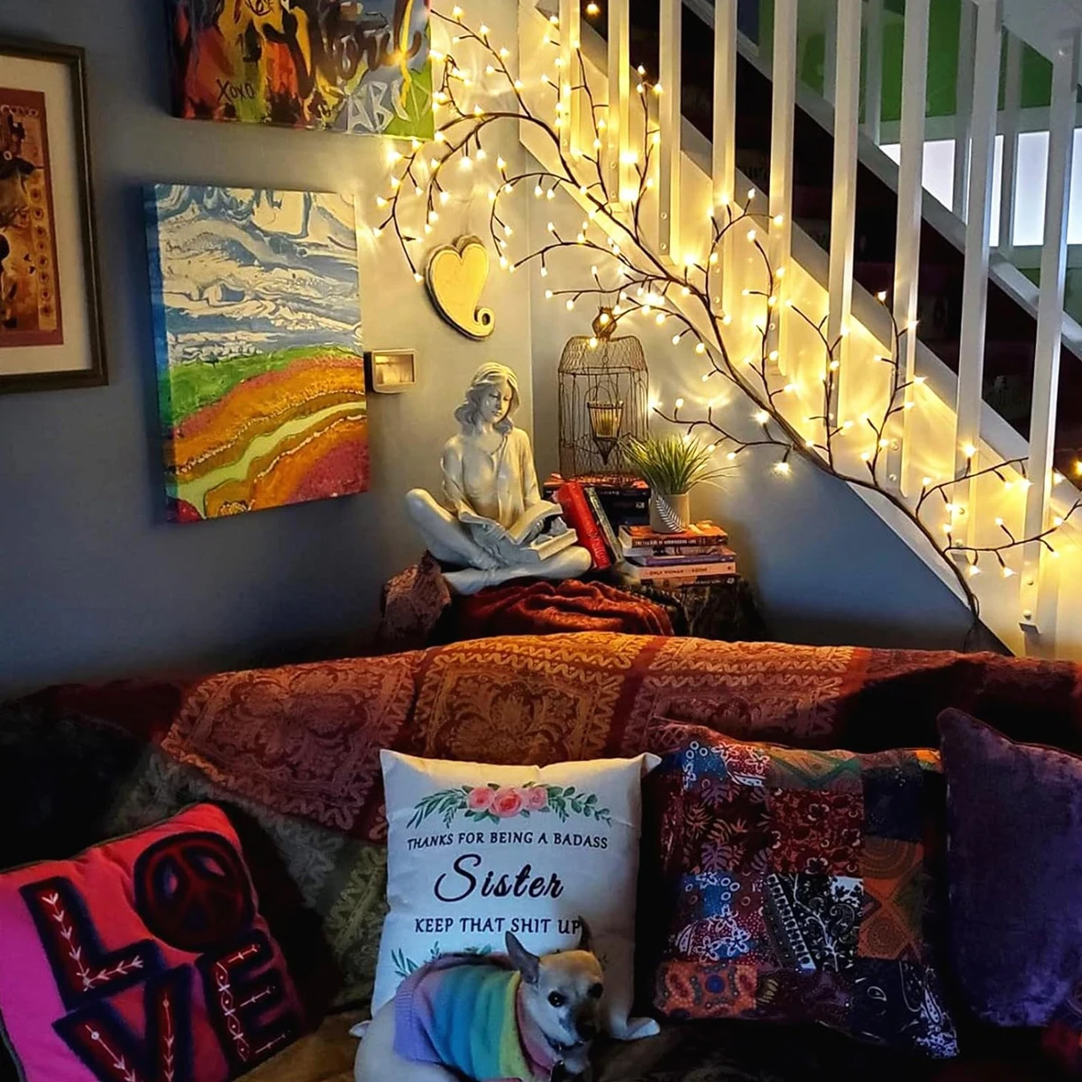 Wall Decor Lighting Tree - Luces de vid de sauce plegables