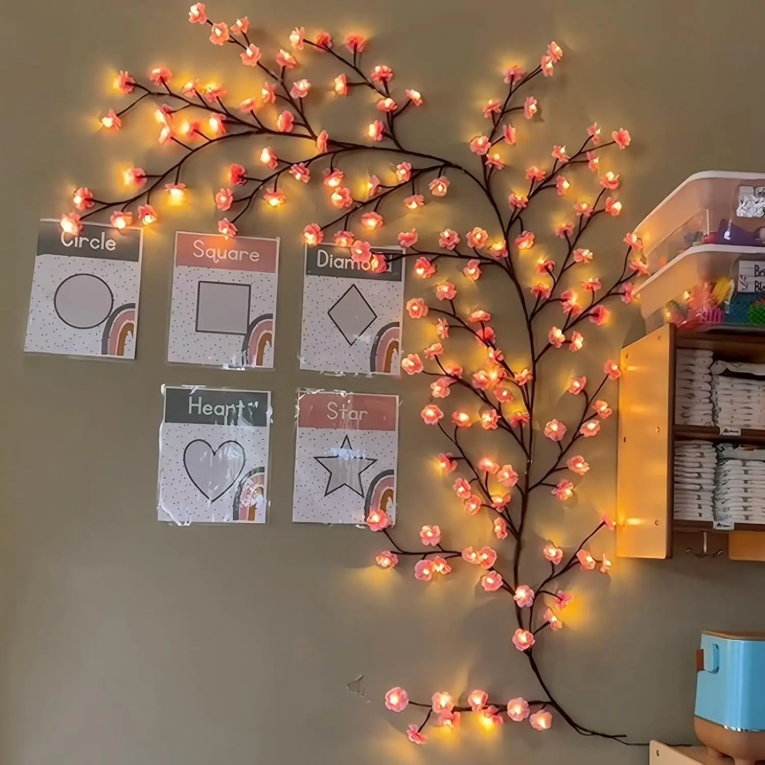 Wall Decor Lighting Tree - Flor de cerezo, sauce, vid, ramita,