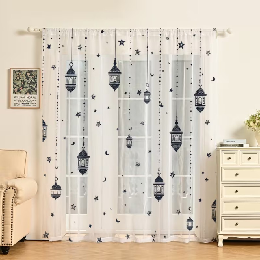2 Cortinas Transparentes con E - Office Lighting Decor reseña y precio