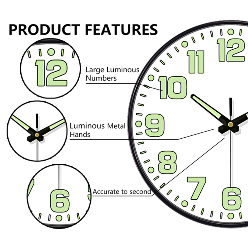Reloj de pared luminoso con lu - Lighting Home Decor Wall Clocks reseña y precio