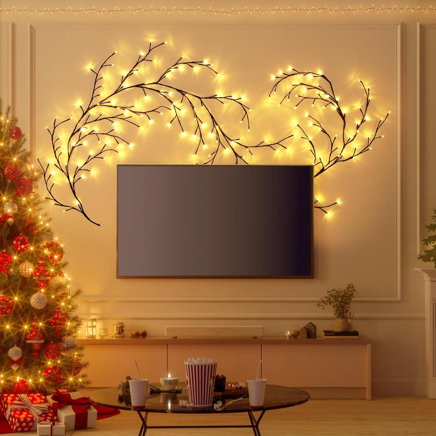 Luces de vid de sauce plegable - Wall Decor Lighting Tree reseña y precio