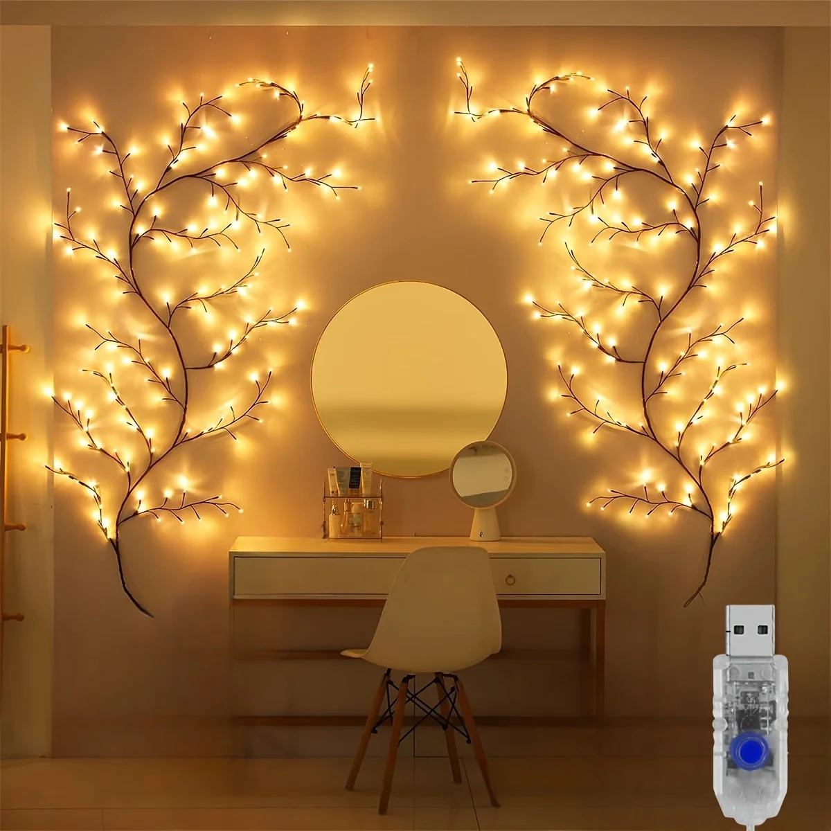 Luces de vid de sauce plegable - Wall Decor Lighting Tree reseña y precio