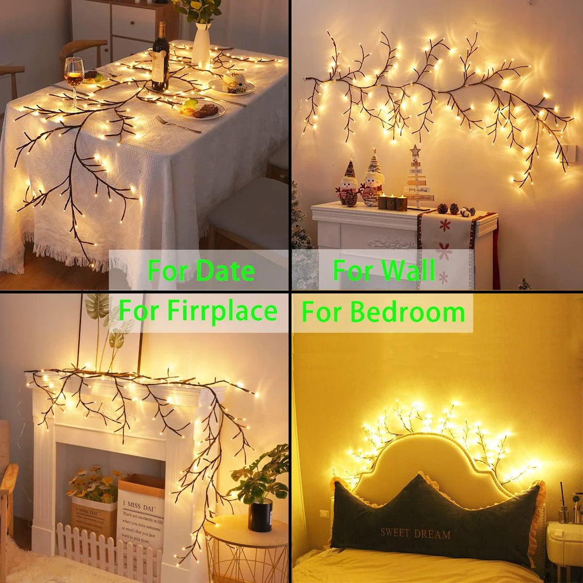 Luces de vid de sauce plegable - Wall Decor Lighting Tree reseña y precio